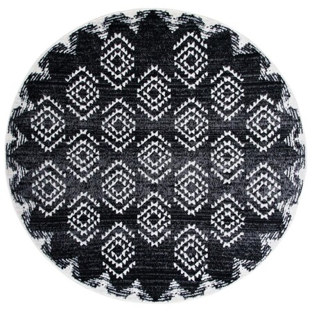 Safavieh Skyler Power Loomed Round Rug; Black & Ivory - 6 ft. 7 in. x 6 ft. 7 in. SKY179Z-6R